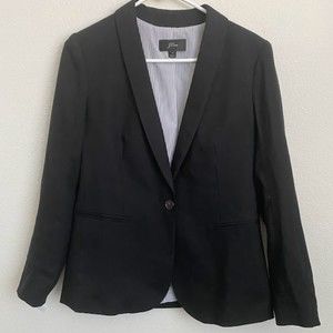 Women’s J. Crew Classic Black Wool Blazer Jacket W/ Striped Lining size 4
